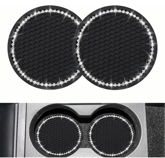 Black Rhinestone Car Cup Holder Coasters For Cars Trucks SUVs