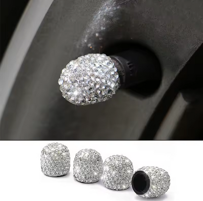 4pc Rhinestone Car Tire Valve Caps For Women Universal Fit