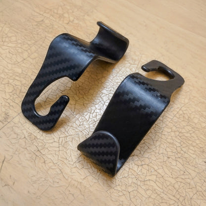 2pc Carbon Fiber Car Headrest Hooks For Cars Trucks SUV's Universal Fit