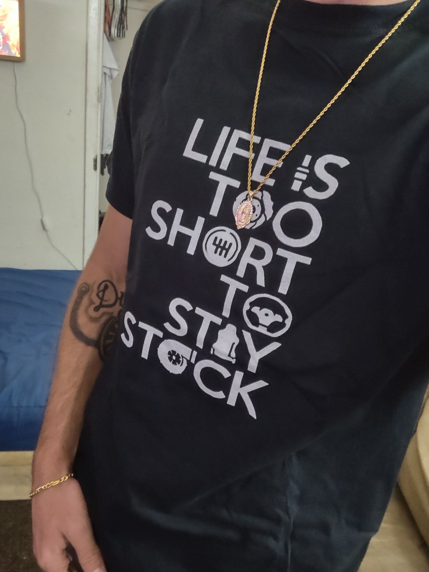 Unisex Car Lovers Quote T-shirt "Life Is Too Short To Stay Stock"