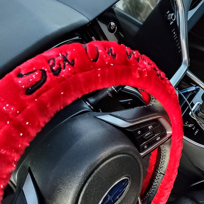 Fun Plush Red Faux Fur Steering Wheel Cover "Sex On Wheels"