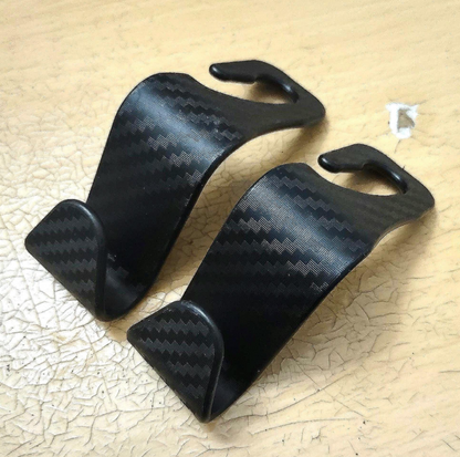 2pc Carbon Fiber Car Headrest Hooks For Cars Trucks SUV's Universal Fit