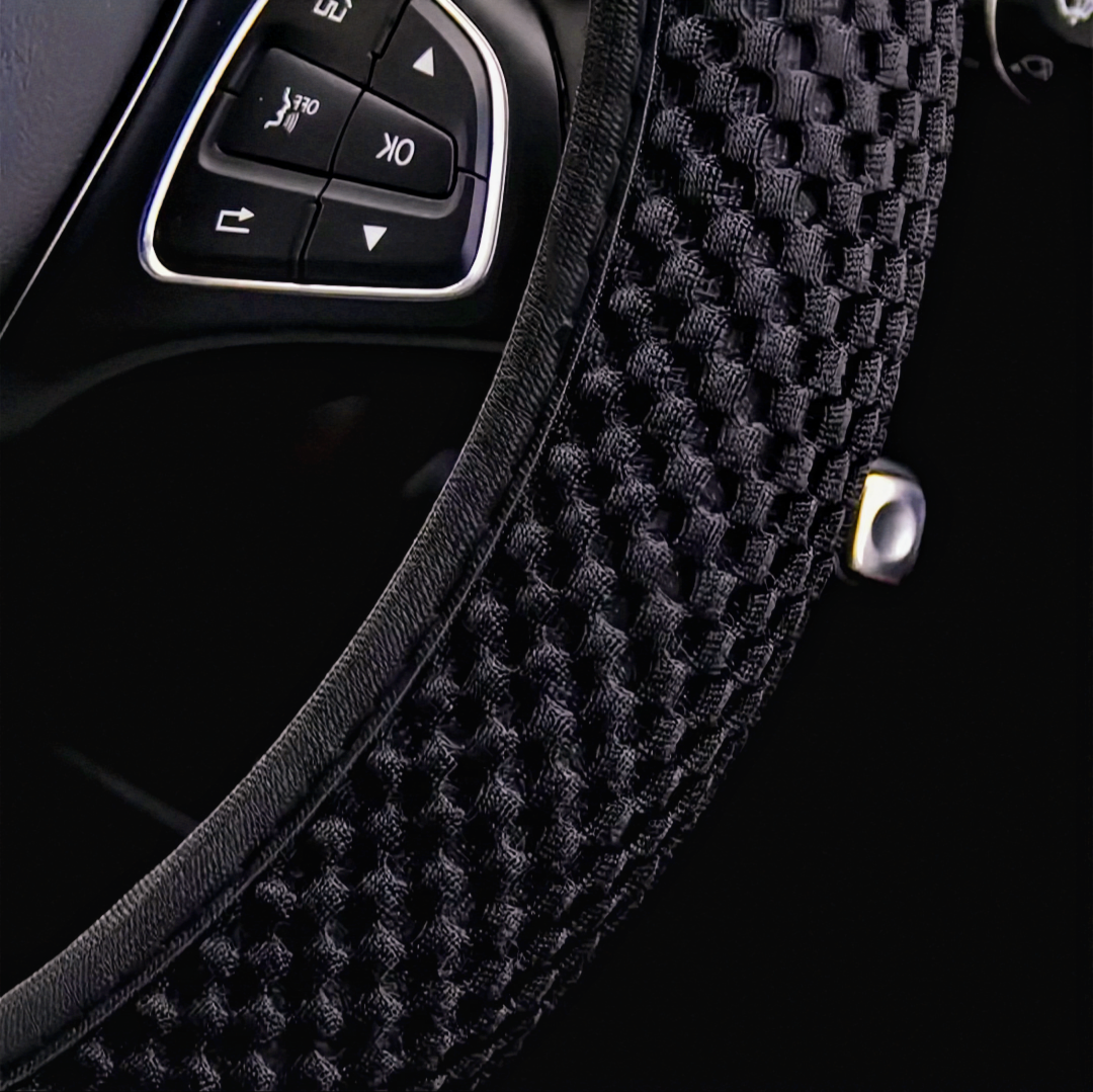 Universal Fit Black Mesh Non Slip Steering Wheel Cover For Cars Trucks SUV's