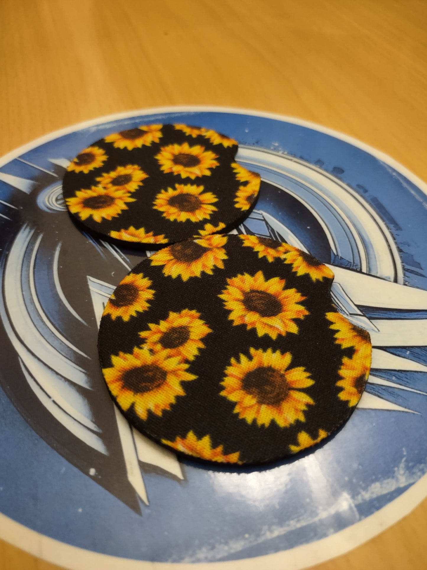 Cute 2pc Women's Sunflower Design Car Cup Holder Coasters Universal Fit