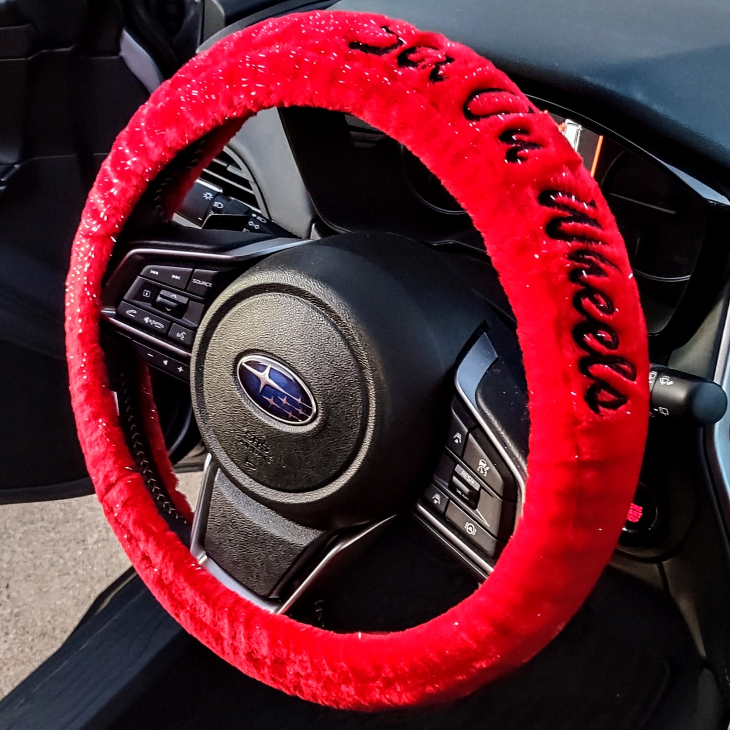 Fun Plush Red Faux Fur Steering Wheel Cover "Sex On Wheels"