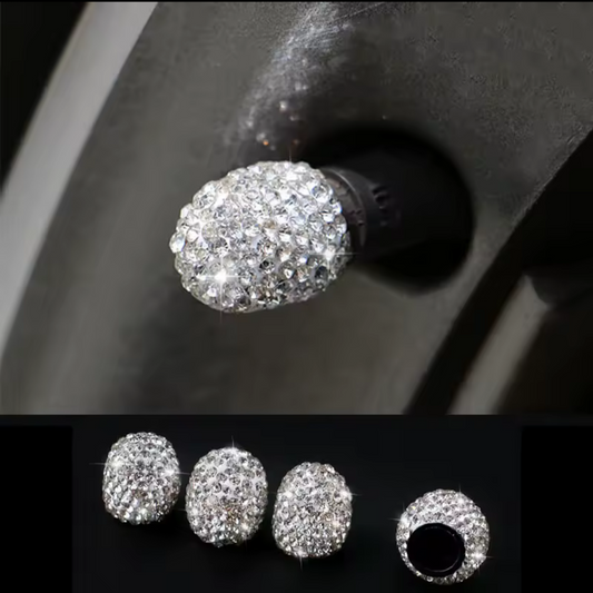 4pc Rhinestone Car Tire Valve Caps For Women Universal Fit