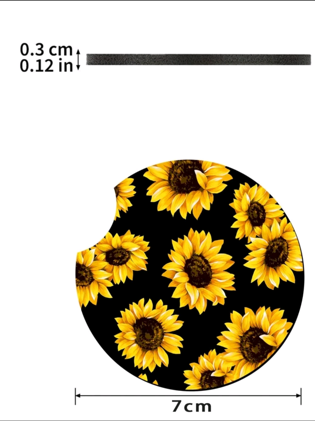 Cute 2pc Women's Sunflower Design Car Cup Holder Coasters Universal Fit